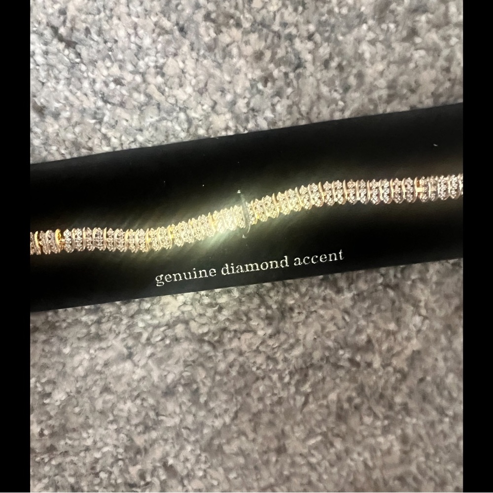 Sparkle Allure Diamond Accent Tennis Bracelet 14K Gold Over Bronze Length 7.25”